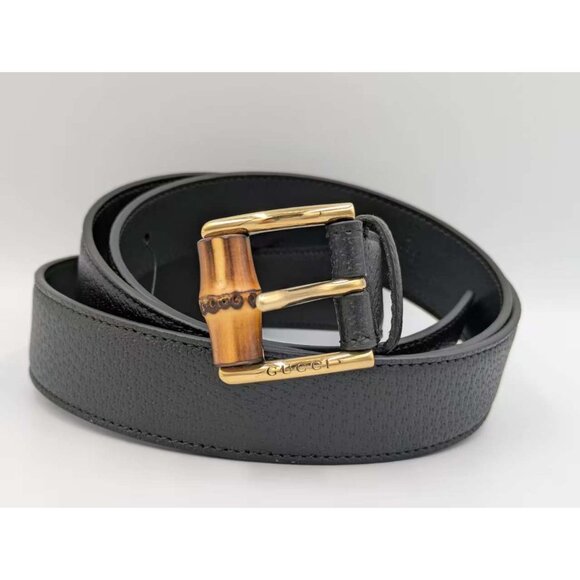 Gucci Dollar Pigprint Leather Bamboo W3.0cm Belt Black 120cm 699954 main image 8